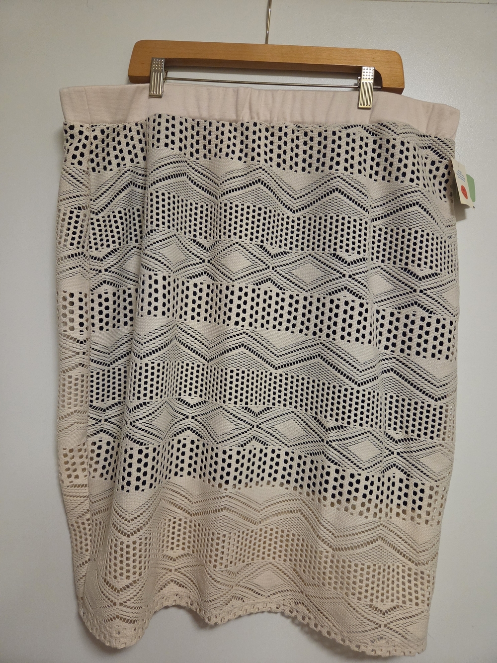 Beige Crochet Pencil Skirt